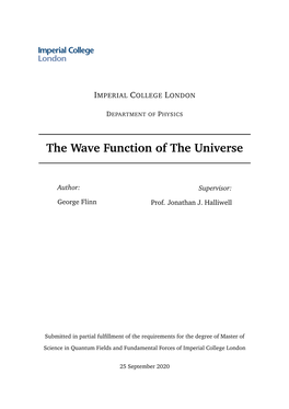 The Wave Function of the Universe