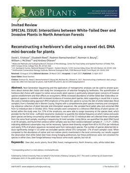 Reconstructing a Herbivore's Diet Using a Novel Rbcl DNA Mini