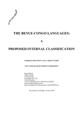 The Benue-Congo Languages