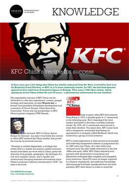 KFC China's Recipe for Success