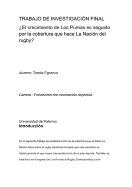 El Crecimiento De Los Pumas Es Seguido Por La Cobertura Que Hace La Nación Del Rugby?