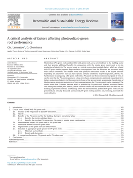 A Critical Analysis of Factors Affecting Photovoltaic-Green Roof Performance