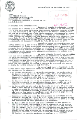 Valparaiso,26 De Noviembre De 1992. Señor Radl Allard Neumann