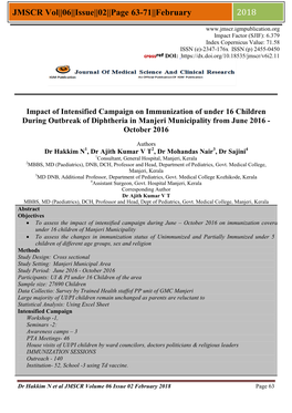 JMSCR Vol||06||Issue||02||Page 63-71||February 2018
