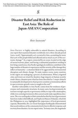 Disaster Relief and Risk Reduction in East Asia: the Role of Japan-ASEAN Cooperation