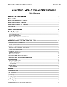 Middle Willamette Subbasin TMDL, a Work Plan Was Developed in 2001 to Address the 303(D) Listing of Pringle Creek for Exceeding the Dieldrin Criteria