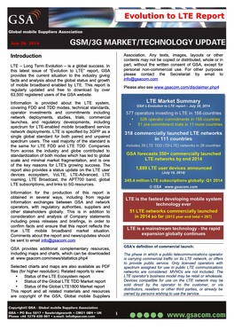 Evolution to LTE Report