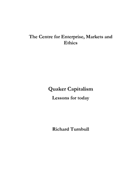 Quaker Capitalism Lessons for Today