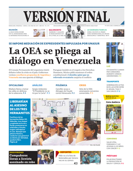 La OEA Se Pliega Al Diálogo En Venezuela