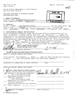 Historic Name Tilghman-Woolfolk House Other Names/Site Number (Mcnp-102)