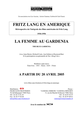 Fritz Lang En Amerique La Femme Au Gardenia