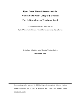 Upper Ocean Thermal Structure and the Western North Pacific Category