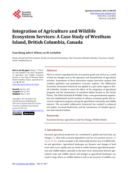 Integration of Agriculture and Wildlife Ecosystem Services: a Case Study of Westham Island, British Columbia, Canada