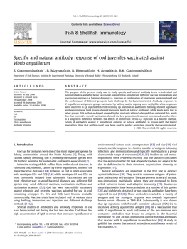 Specific and Natural Antibody Response of Cod Juveniles Vaccinated Against Vibrio Anguillarum
