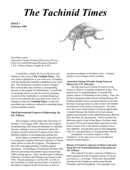 View the PDF File of the Tachinid Times, Issue 7