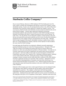 Starbucks Coffee Company*