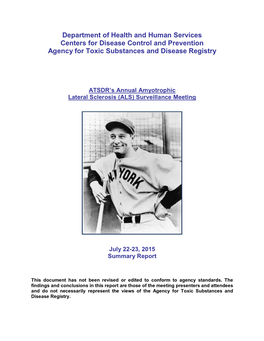 ATSDR's Annual Amyotrophic Lateral Sclerosis (ALS)