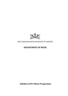 DEPARTMENT of MUSIC Syllabus of B a Music Programme