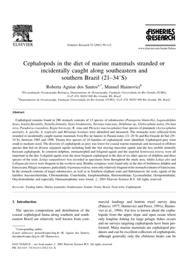 Cephalopods in the Diet of Marine Mammals Stranded Or