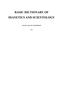 Basic Dictionary of Dianetics and Scientology