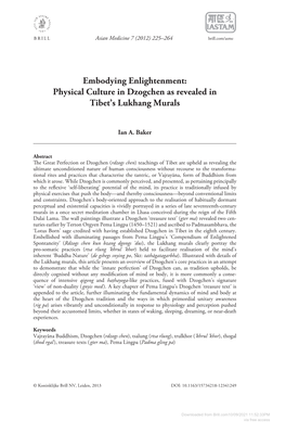 Physical Culture in Dzogchen As Revealed in Tibet's Lukhang