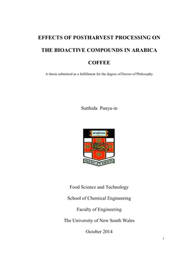 Effects of Postharvest Processing on the Bioactive Compounds in Arabica