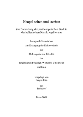 Neapel Sehen Und Sterben: Zur Darstellung Der Parthenopeischen