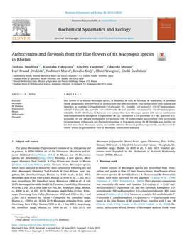 Anthocyanins and Flavonols from the Blue Flowers of Six Meconopsis