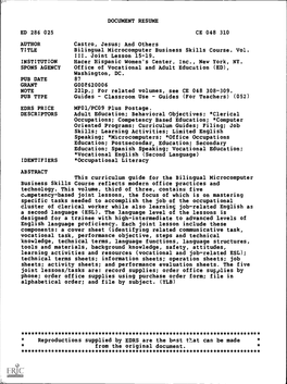 Bilingual Microcomputer Business Skills Course. Vol. III. Joint Lesson 15-19