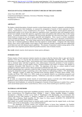 Muscles of Facial Expression in Extinct Species of the Genus Homo