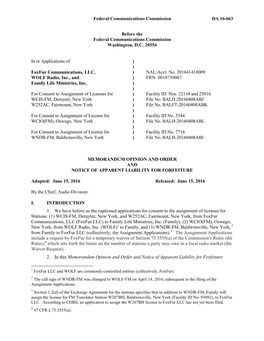 Memorandum Opinion and Order and Notice of Apparent Liability for Forfeiture