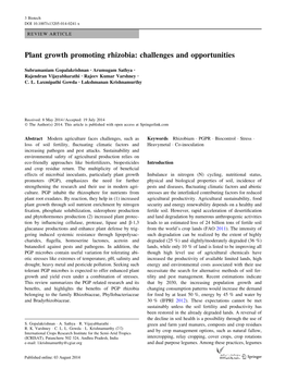 Plant Growth Promoting Rhizobia: Challenges and Opportunities