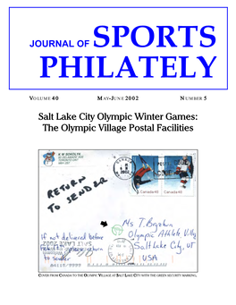 JOURNAL of SPORTS Salt Lake City Olympic Winter Games: the Olympic Village Postal Facilities