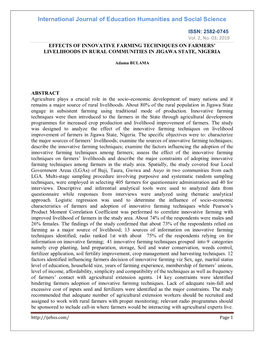 International Journal of Education Humanities and Social Science