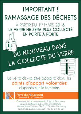 Important ! Ramassage Des Déchets Du Nouveau Dans La Collecte Du Verre