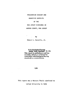 Precambrian Geology and Magnetite Deposits of The