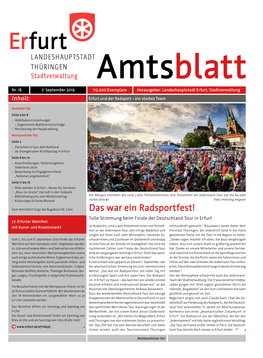 Amtsblatt Nr. 16 Vom 07.09.2019 Der Landeshauptstadt Erfurt