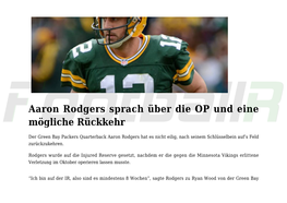 Laut Ärzten Kann Rodgers Früher Als Gedacht Wieder Werfen,Packers