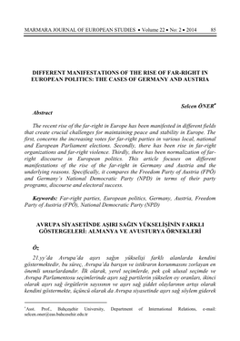 Different Manifestations of the Rise of Far-Right in European Politics: the Cases of Germany and Austria