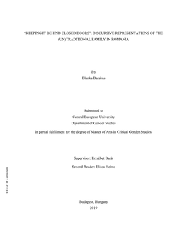 “Keeping It Behind Closed Doors”: Discursive Representations of the (Un)Traditional Family in Romania