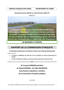 Rapport De La Commission D'enquete