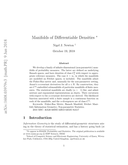 Manifolds of Differentiable Densities