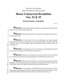 House Concurrent Resolution Nos. 22 & 25