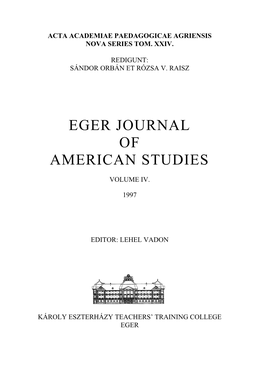 Eger Journal of American Studies