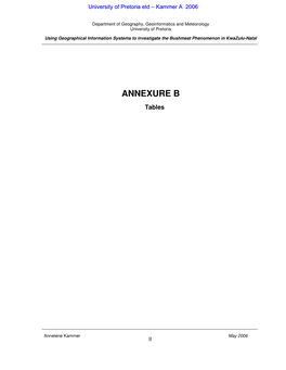 ANNEXURE B Tables