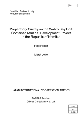 Preparatory Survey on the Walvis Bay Port Container Terminal Development Project in the Republic of Namibia
