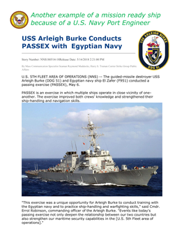 USS Arleigh Burke Conducts PASSEX with Egyptian Navy