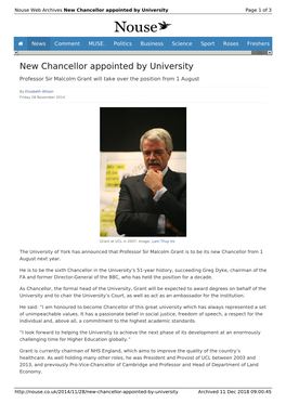 New Chancellor Appointed by University | Nouse