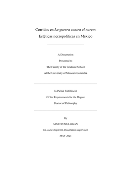 Corridos En La Guerra Contra El Narco: Estéticas Necropolíticas En México ______