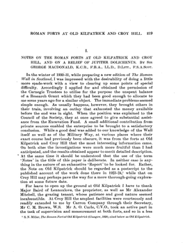 Roman Forts at Old Kilpatrick and Croy Hill. 219 Notes on the Roman Forts at Old Kilpatrick and Croy Hill, and on a Relief of Ju